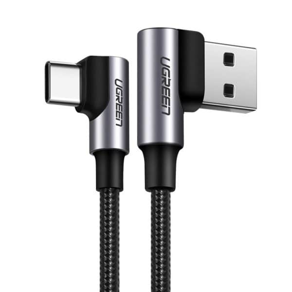 Ugreen USB - USB Typ C angled cable Quick Charge 3.0 QC3.0 3 A 1 m γκρι