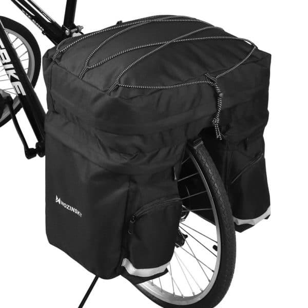 Wozinsky Bike Pannier Bag Τσάντα πίσω πορτμπαγκάζ με ιμάντα ώμου και θήκη μπουκαλιού