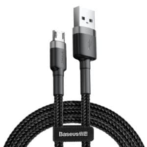Καλώδιο Baseus Cafule ανθεκτικό νάιλον USB / micro USB QC3.0 1.5A 2M μαύρο-γκρί