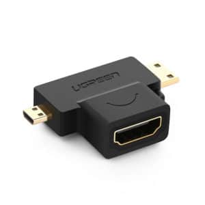 Αντάπτορας Ugreen Micro HDMI + Mini HDMI Αρσενικό σε HDMI Θηλυκό Μαύρο