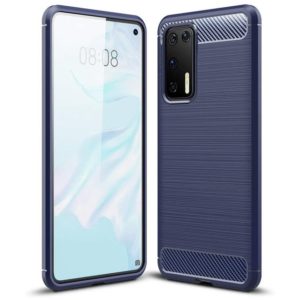 Carbon Case Flexible Cover Θήκη TPU για Huawei P40 μπλε
