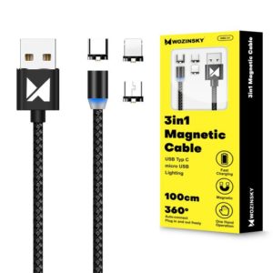 Wozinsky Magnetic Cable USB / micro USB / USB Typ C / Lightning 1m με LED