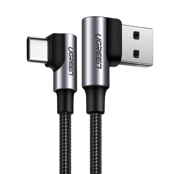 Γωνιακό καλώδιο USB σε USB-C UGREEN US176, 3A, 0,5 m (μαύρο)