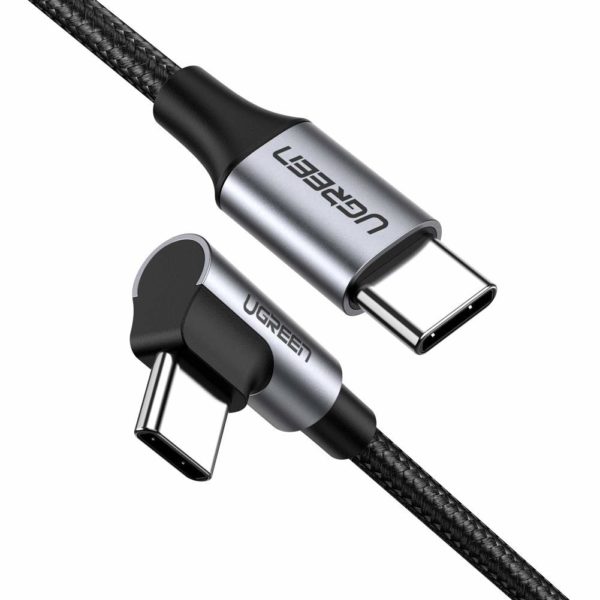 Καλώδιο USB-C σε USB-C γωνιακό, 3A, 60W, 2m UGREEN US255 (Μαύρο)