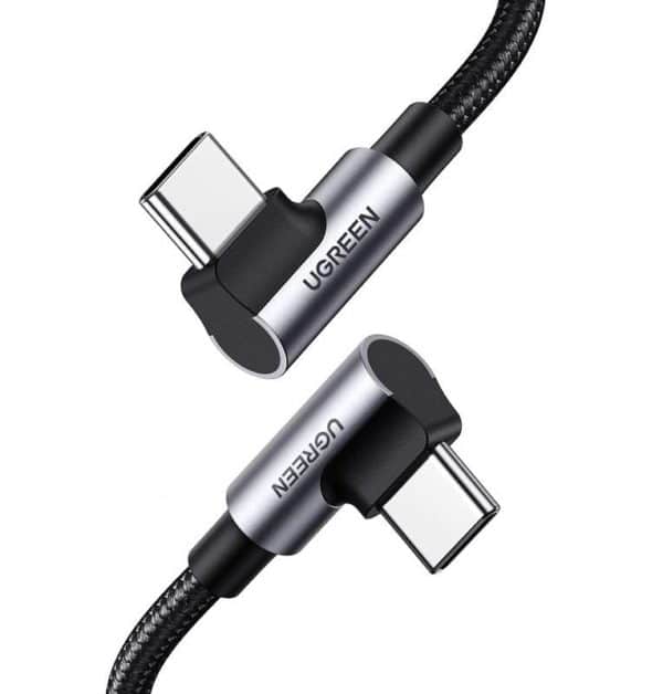 Γωνιακό καλώδιο USB-C σε USB-C UGREEN US335, 5A, 100W, 1m (μαύρο)
