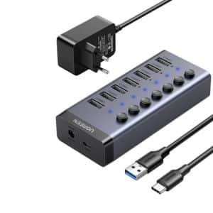 Hub 7in1 USB-C, 7x USB-A 3.0 12V 2A UGREEN (μαύρο)