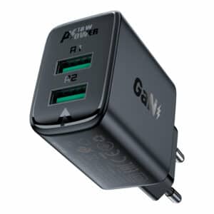 Φορτιστής 2x USB 18W QC 3.0 (μαύρο)