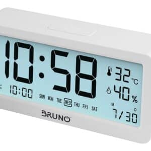 BRUNO ξυπνητήρι BRN-0062 με μέτρηση θερμοκρασίας και υγρασίας (λευκό)