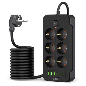 Πολύπριζο 6 Θέσεων με 3 USB-A και 3 USB-C