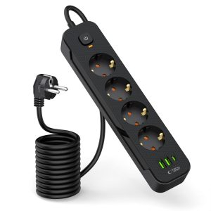 Πολύπριζο 4 Θέσεων με 2 USB-A και 1 USB-C