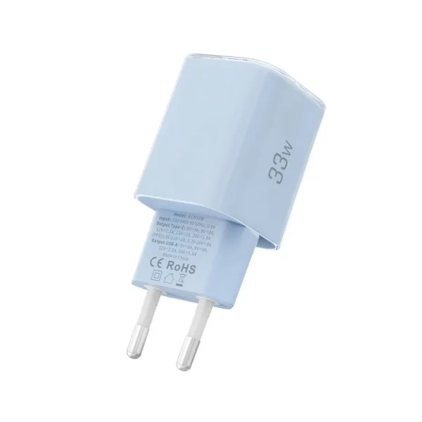 Φορτιστής Χωρίς Καλώδιο με Θύρα USB-A και Θύρα USB-C 33W (Μπλε)