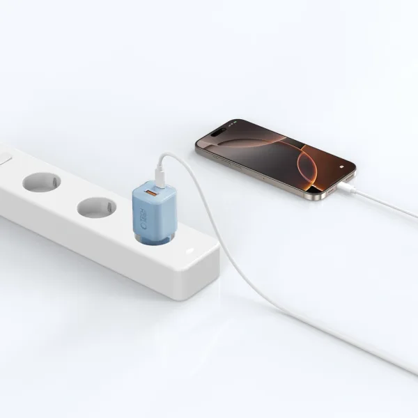 Φορτιστής Χωρίς Καλώδιο με Θύρα USB-A και Θύρα USB-C 33W (Μπλε)