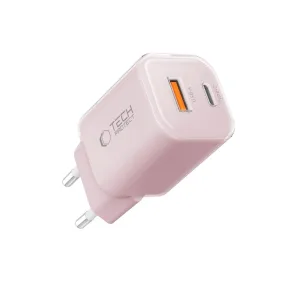 Φορτιστής Χωρίς Καλώδιο με Θύρα USB-A και Θύρα USB-C 33W (Ροζ)