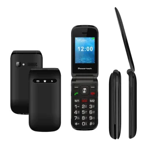 Κινητό τηλέφωνο Milly Flip, 2.4", dual SIM, πλήκτρο SOS POWERTECH (Μαύρο)