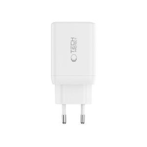 Φορτιστής Χωρίς Καλώδιο GaN με 2 Θύρες USB-C 45W Tech-Protect (Λευκό)