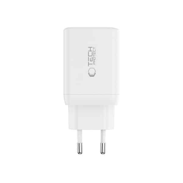 Φορτιστής Χωρίς Καλώδιο GaN με 2 Θύρες USB-C 45W Tech-Protect (Λευκό)