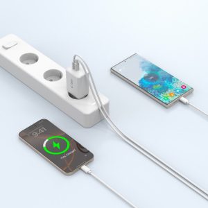 Φορτιστής Χωρίς Καλώδιο GaN με 2 Θύρες USB-C 45W Tech-Protect (Λευκό)
