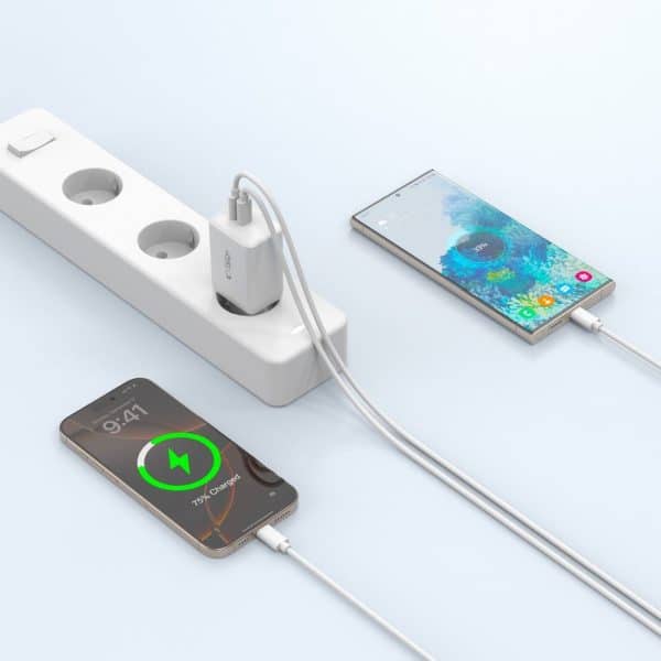 Φορτιστής Χωρίς Καλώδιο GaN με 2 Θύρες USB-C 45W Tech-Protect (Λευκό)