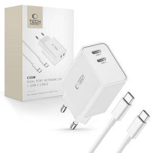 Φορτιστής C35W 2-PORT NETWORK CHARGER PD 35W + TYPE-C CABLE TECH-PROTECT